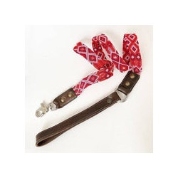 Correa de piel para perro Larga Tejida Rosa Talla M