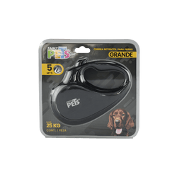 Correa Retractil Negra Perro Talla L