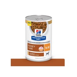 12 Latas Hill's Prescription Diet k/d, Cuidado Renal, para Perro, Estofado de Pollo y Vegetales, 363 g